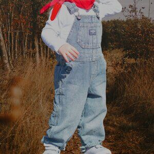 OshKosh B’gosh Overalls Baby 12M Stripe Railroad Engineer Conductor Classic Bibs
